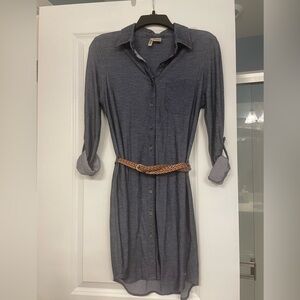 Passport Blue Long Sleeve Shirt Dress